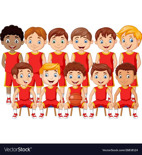 Cartoon basketball kids team in uniform Royalty Free Vector