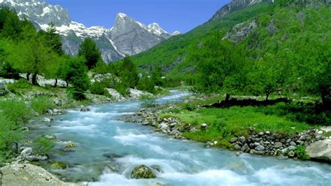 4k Mountain River flowing in Albania theth. Relaxing River, White Noise ...