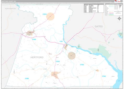 Hertford County, NC Zip Code Map - Premium