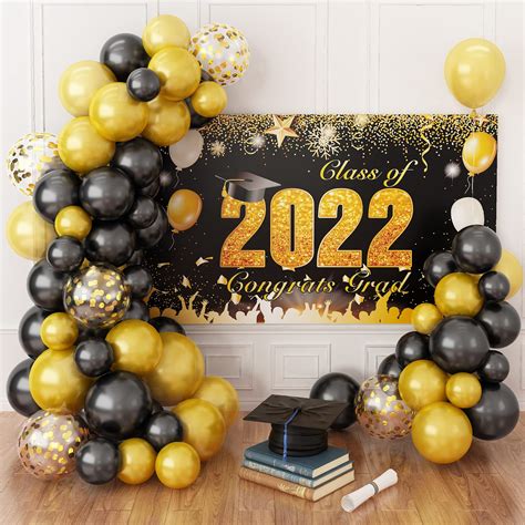 Buy Graduation Backdrop Banner 2022, Black Class of 2022 Graduation ...