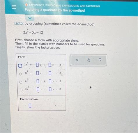 Solved = O EXPONENTS. POLYNOMIAL EXPRESSIONS, AND FACTORING | Chegg.com