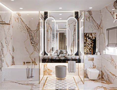 Modern white gold bathroom design 1 by Mahamerutechnoart on DeviantArt