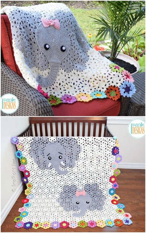 Crochet Elephant Pattern, Crochet Bedspread Pattern, Crochet Pillow ...