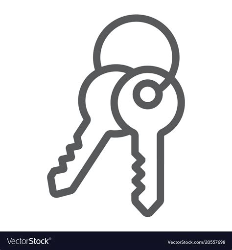 Keys line icon lock and home access sign Vector Image