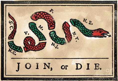 Join Or Die Cartoon 1754 Painting by Benjamin Franklin - Pixels