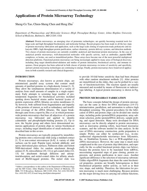 (PDF) Applications of Protein Microarray Technology