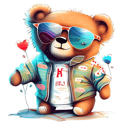 Teddy Bear with Sunglasses · Creative Fabrica