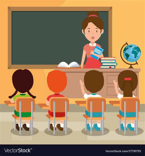 Back to school teacher teaching her students Vector Image