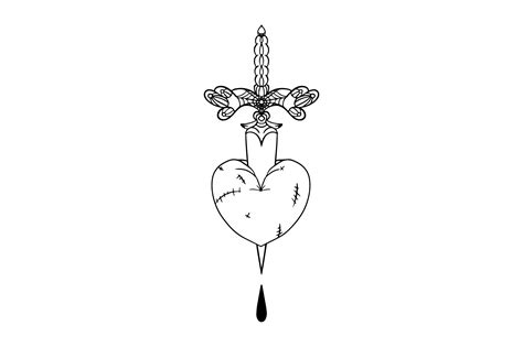 Stabbed Heart Tattoo Archivo de Corte SVG por Creative Fabrica Crafts ...