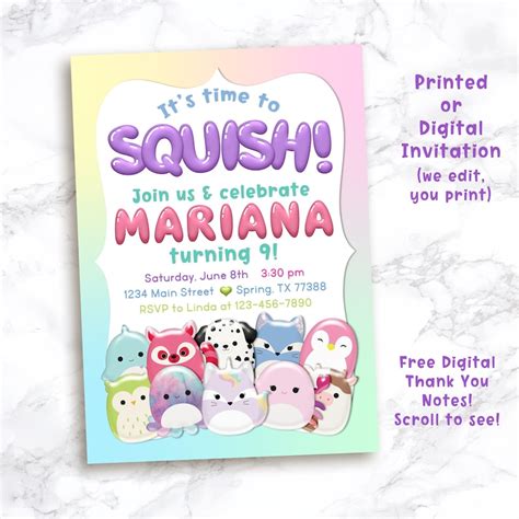 Squishmallow Invitation Squish Party Invitation Squishy - Etsy Ireland