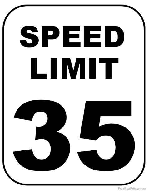 Printable 35 MPH Speed Limit Sign Sign