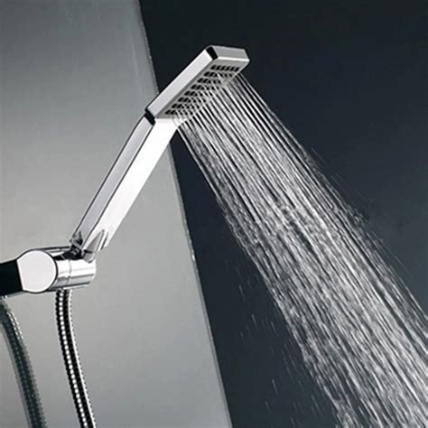 Handheld Shower Head Chrome Water Saving Pressure Rainfall Square ...