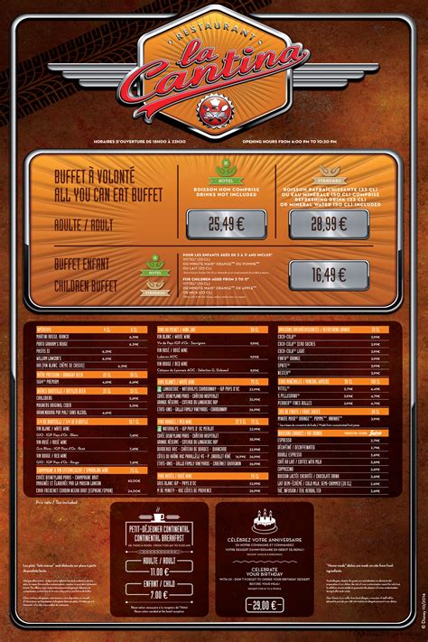 La Cantina menu — DLP Guide • Disneyland Paris Restaurants, Dining ...