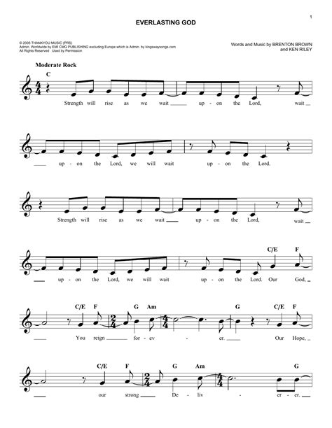 Everlasting God Sheet Music | Chris Tomlin | Melody Line, Lyrics & Chords