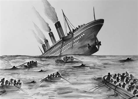 Titanic Ship Drawing Sinking