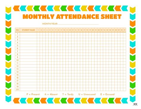 Printable Daycare Attendance Sheets