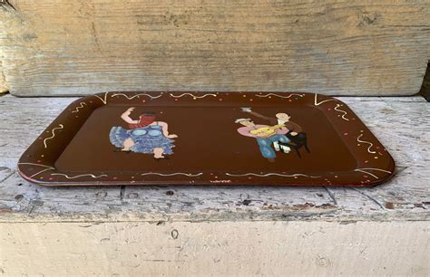 Folk Art Cheeky Dancing Girl With Musicians Hand Painted Metal - Etsy