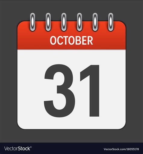 October 31 calendar daily icon Royalty Free Vector Image