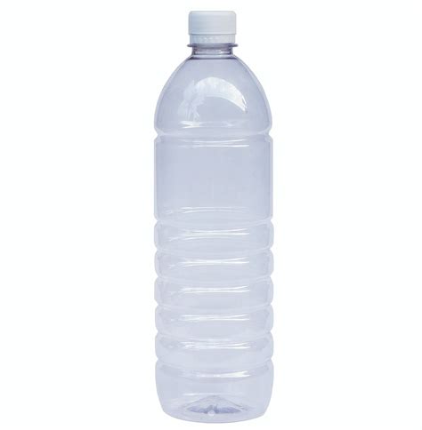 1-Liter, PET, Clear Mineral Water Bottle, White Cap