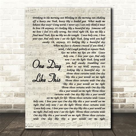 Elbow One Day Like This Song Lyric Quote Print - SongLyricPrints.co.uk