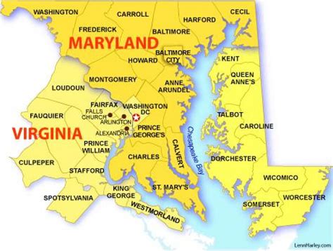 Dc maryland virginia map - Map of maryland virginia and washington dc ...