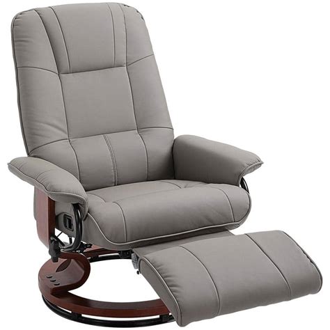 HOMCOM Grey PU Leather Adjustable Swivel Recliner Chair 833-621V01GY ...