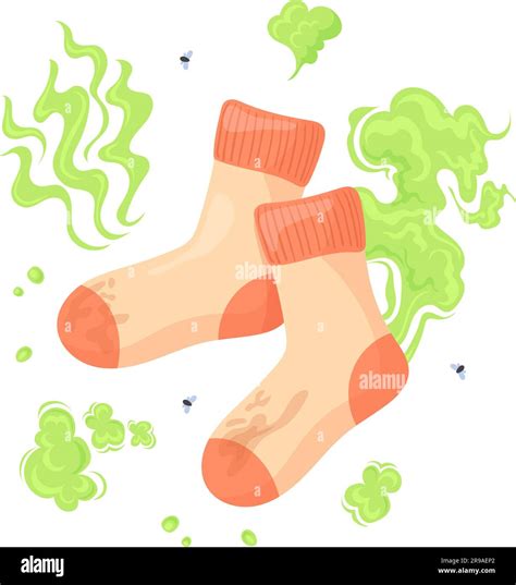 Smelly socks. Dirty stinky rotten sock from old foot shoes, sweaty used ...