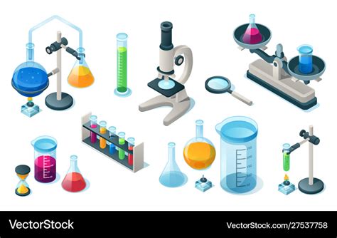 Set chemical medical laboratory lab equipment Vector Image