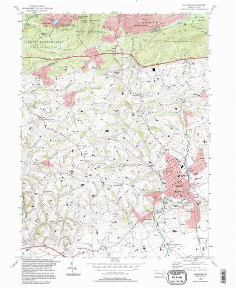 Classic USGS Manheim Pennsylvania 7.5'x7.5' Topo Map – MyTopo Map Store