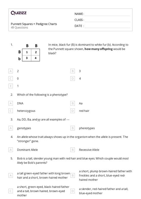 50+ punnett squares worksheets for 12th Grade on Quizizz | Free & Printable