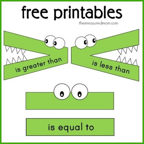 Alligator greater than, less than printables | Math activities ...