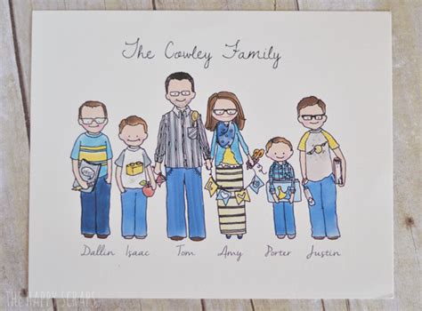 Personalized Family Portrait Drawing - The Happy Scraps