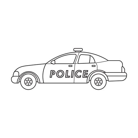 Hand drawn kids drawing Vector illustration police car side view flat ...