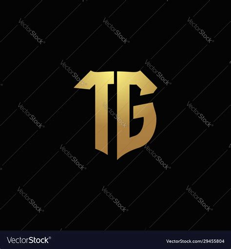 Tg logo monogram with gold colors and shield Vector Image