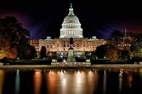 Us Capitol Building And Reflecting Pool At Fall Night 3 Photograph by ...