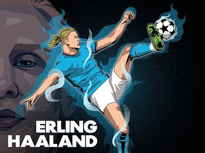 Erling haaland in vector or cartoon portrait by ojik atscik on Dribbble