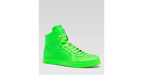 Gucci Coda Neon Leather Hightop Sneakers in Green for Men | Lyst