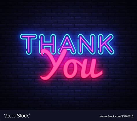 Thank you neon sign you design vector image on VectorStock