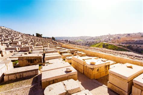 Mount of Olives and the Old Jewish Cemetery in Jerusalem, Israel Stock ...