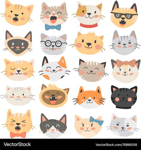 Cats heads emoticons Royalty Free Vector Image