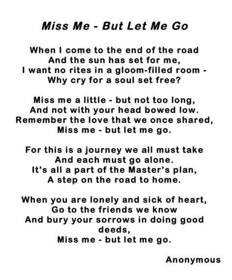 Miss Me But Let Me Go Poem Printable