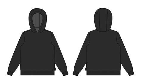 Long sleeve Hoodie technical fashion flat sketch vector illustration ...