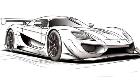 Sketch Of A Black And White Sports Car Background, Race Car Coloring ...