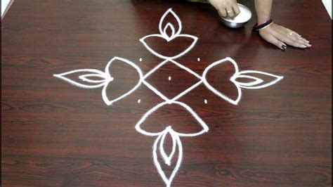 easy rangoli designs for diwali with 7 to 1 dots- deepam kolam designs ...