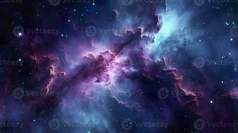 Nebula Galaxy Background With Purple Blue Outer Space. Cosmos Clouds ...