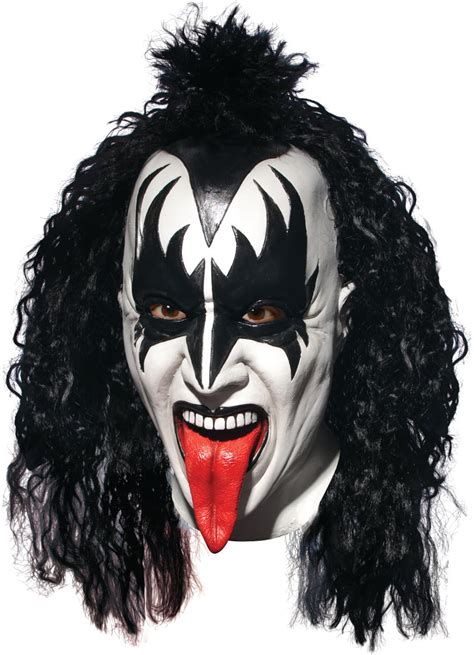 KISS Demon Deluxe Latex Mask with Hair Adult Halloween Accessory ...