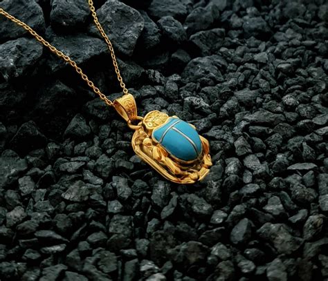 Small Scarab Necklace, 14k Gold Vermeil Over Sterling Silver, Turquoise ...