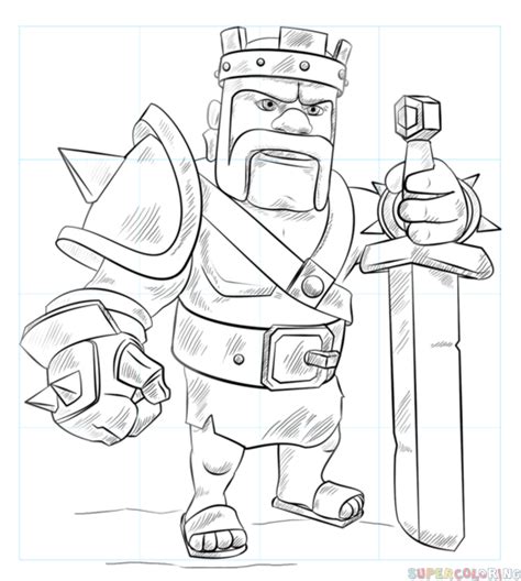 How to draw Barbarian King from Clash of Clans | Step by step Drawing ...