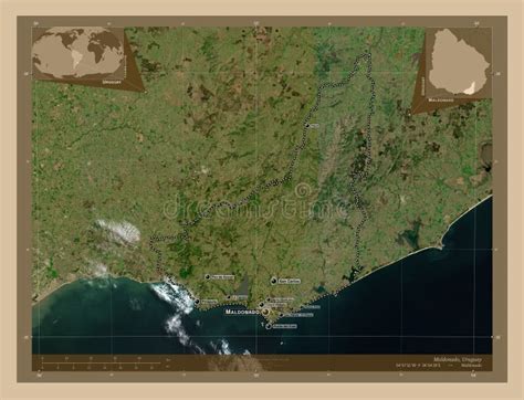 Maldonado, Uruguay. Low-res Satellite. Labelled Points of Cities Stock ...