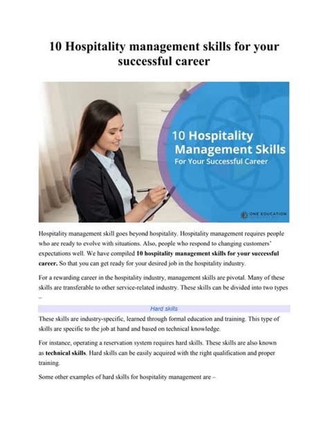 10 hospitality management skills for your successful career | PDF